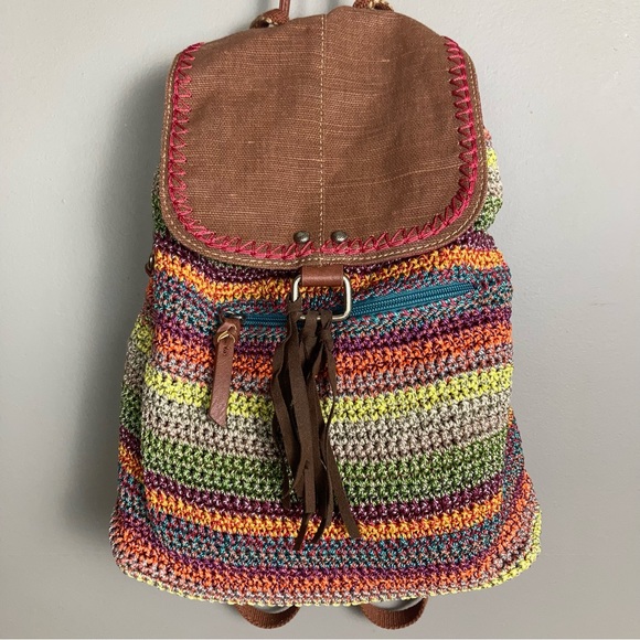 The Sak Handbags - The Sak backpack woven rainbow serape ratan woven multicolor